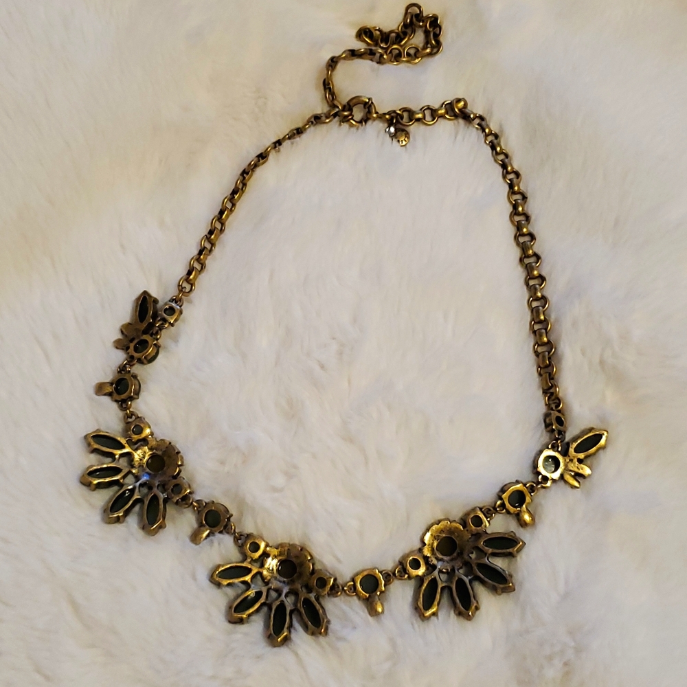 J. Crew Statement Necklace Green and Gold - Picture 5 of 7